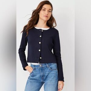 Ann Taylor Weekend Crew Neck Knit Jacket